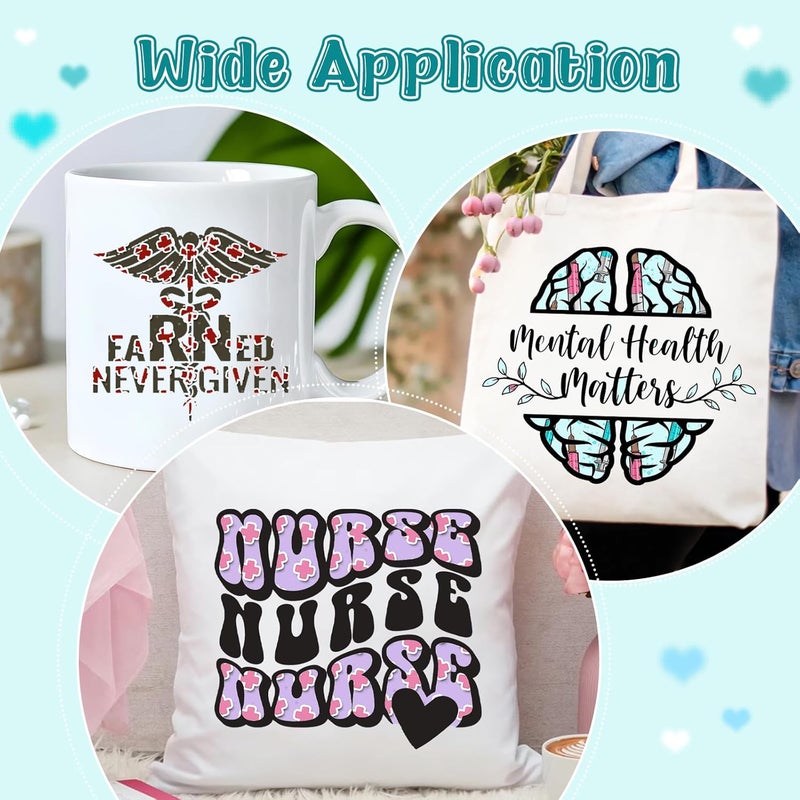 HTVSTD Nurse Sublimation Ink Transfer Sheets 10 Sheets 12'' x 10'' Nurse Life,Retro Healthcare, Medical Sublimation Paper Medicine Hospital Transfer Sheets for Mugs Tumblers DIY Transfer Paper - Image 5